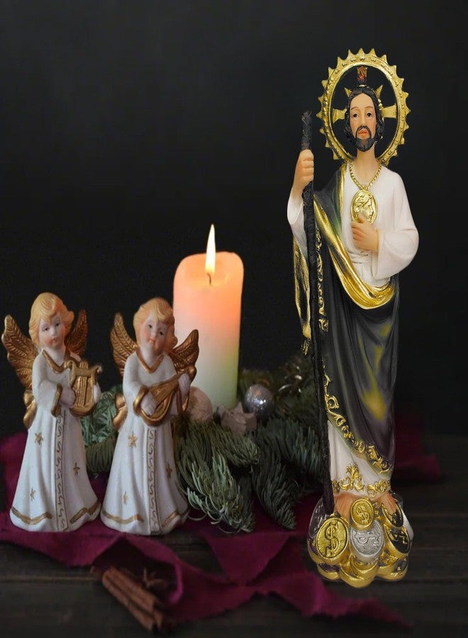 PSYHILAR 8 Inch San Judas Tadeo Estatua, Saint Jude Statue St Juditas Coins Money Resin Religious Figurine - Image 3